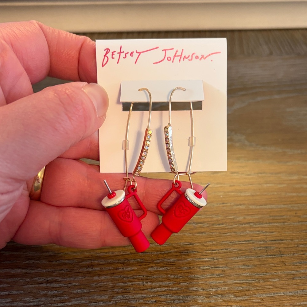 Betsey Johnson Red and Silver Stanley Dangle Earrings